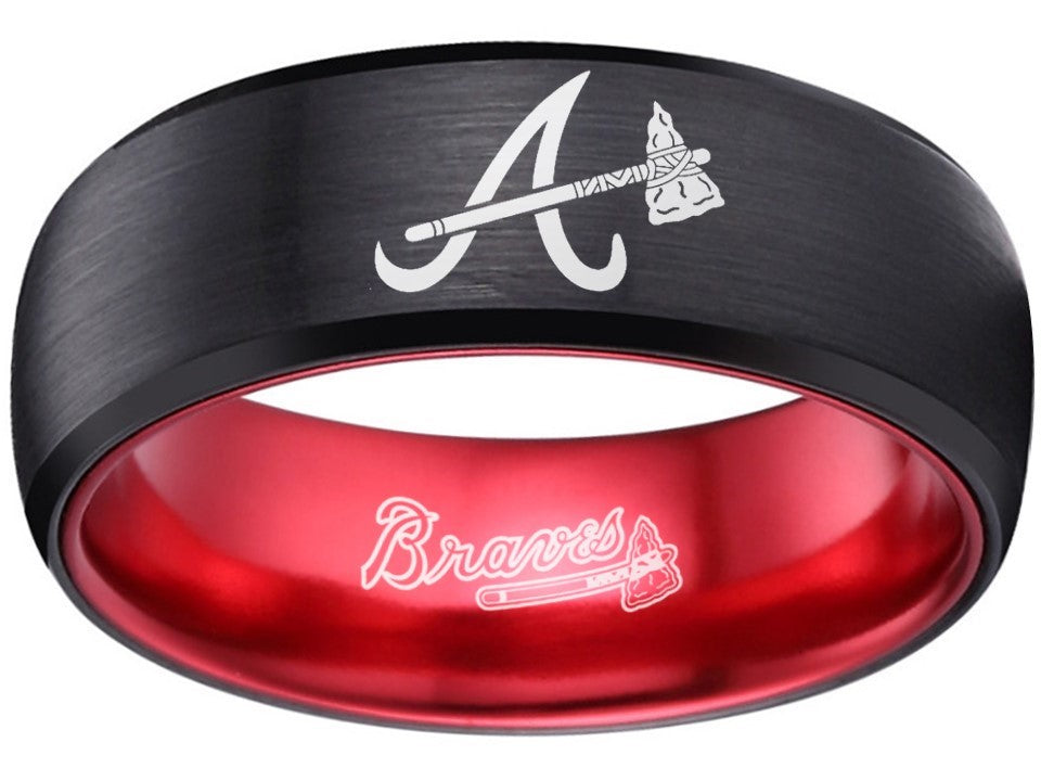 Atlanta Braves Ring Braves Logo Ring Black and Red Wedding Band #atlan –  Exclusive Inspirations