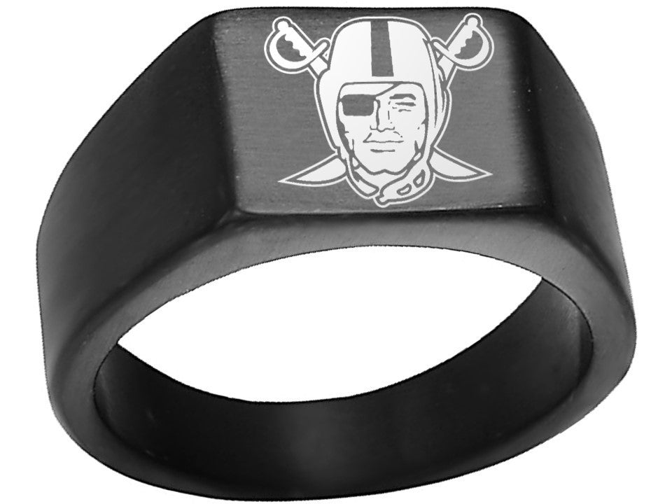 Las Vegas Raiders Ring Black Titanium Steel Wedding Ring #Raiders
