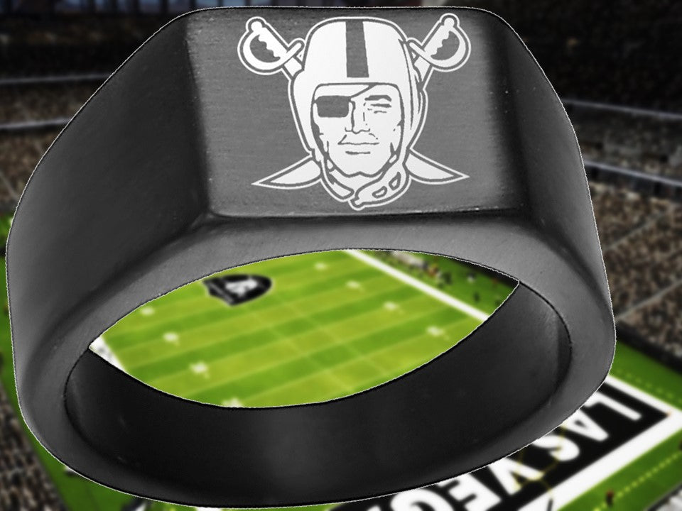 Las Vegas Raiders Ring Black Titanium Steel Wedding Ring #Raiders