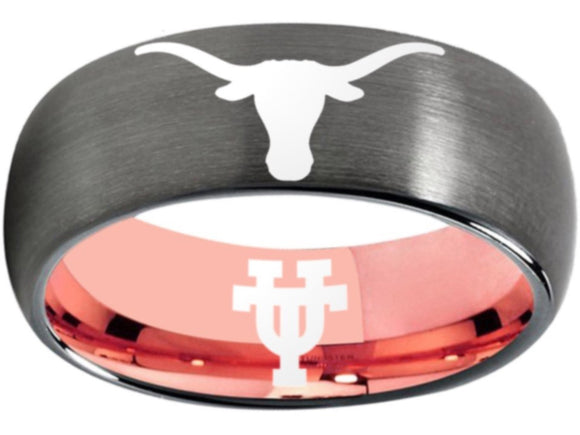 Texas Longhorns Ring Gunmetal Rose Logo Ring Wedding Band #ut #texas #longhorns