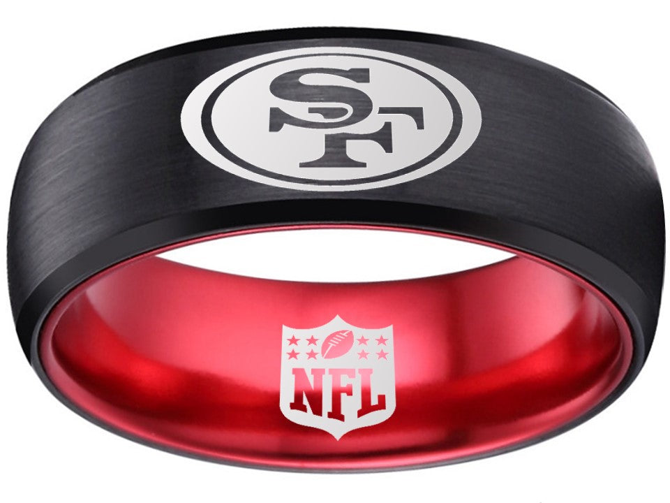 49ers Ring | Black & Red Wedding Ring | Sizes 6-13 – Exclusive Rings