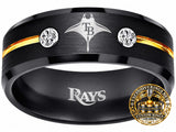 Tampa Bay Rays Ring | Black & Gold CZ | Customizable