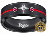 Tampa Bay Rays Ring | Black & Red CZ | Customizable