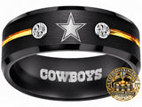 Dallas Cowboys Ring | Black & Gold CZ | Customizable