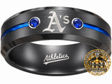 Oakland A's Ring | Black & Blue CZ | Customizable