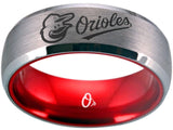 Baltimore Orioles Ring Orioles Silver & Red Wedding Ring #orioles Sizes 6 - 13