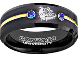 Gonzaga Bulldogs Ring Black & Blue CZ Wedding Ring Sizes 6 - 13 #gonzaga #bulldogs