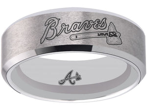 Atlanta Braves Ring matte Silver Tungsten Wedding Ring Sizes 6 - 13 #atlanta #braves