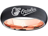 Baltimore Orioles Ring Orioles Black & Rose Gold 6mm Wedding Ring #orioles Sizes 5 - 13