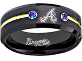 Atlanta Braves Ring Black & Blue CZ Tungsten Wedding Ring Sizes 6 - 13 #atlanta #braves
