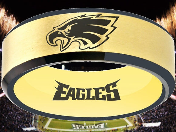 Philadelphia Eagles Ring Gold & Black Wedding Ring #philadelphia #eagles #nfl