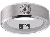 Boston Red Sox Ring Red Sox Wedding Ring Matte Silver Sizes 6 - 13
