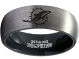 Miami Dolphins Ring Matte Silver & Black Tungsten Wedding Ring #miami #dolphins #miamidolphins