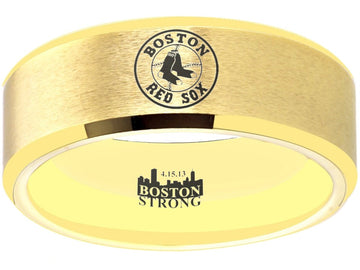Boston Red Sox Ring Red Sox Wedding Ring Matte Gold Sizes 6 - 13 #boston #redsox