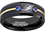 Miami Dolphins Ring Black & Blue CZ Tungsten Wedding Ring #miami #dolphins #miamidolphins