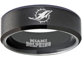 Miami Dolphins Ring matte Black Tungsten Wedding Ring #miami #dolphins #miamidolphins