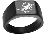 Miami Dolphins Ring Black Titanium Steel Ring #miami #dolphins