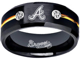 Atlanta Braves Ring Black & Gold CZ Tungsten Wedding Ring Sizes 6 - 13 #atlanta #braves