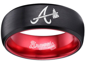 Atlanta Braves Ring Braves Logo Ring Black and Red Wedding Band #atlanta #braves