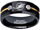Miami Dolphins Ring Black & Gold CZ Tungsten Wedding Ring #miami #dolphins #miamidolphins
