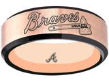 Atlanta Braves Ring Rose Gold & Black Tungsten Wedding Ring Sizes 6 - 13 #atlanta #braves