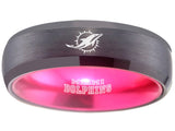 Miami Dolphins Ring Black & Pink Tungsten Wedding Ring #miami #dolphins #miamidolphins