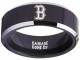 Boston Red Sox Ring Red Sox Wedding Ring Black & Silver Size 4 - 17