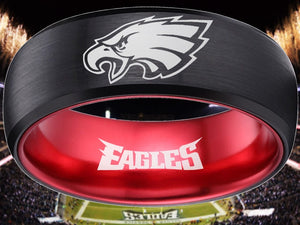 Philadelphia Eagles Ring Black & Red Wedding Ring #philadelphia #eagles #nfl