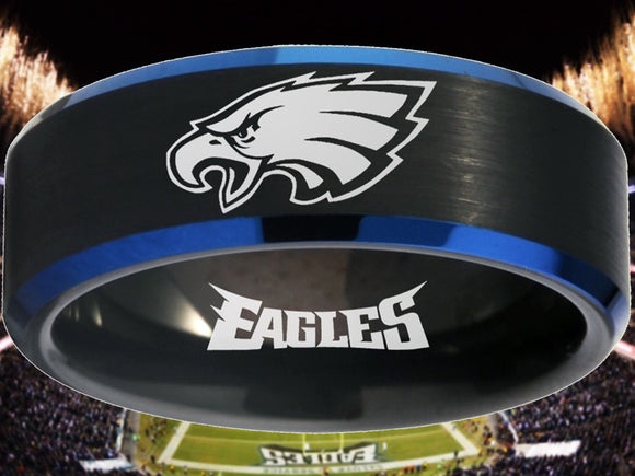 Philadelphia Eagles Ring Black & Blue Wedding Ring #philadelphia #eagles #nfl