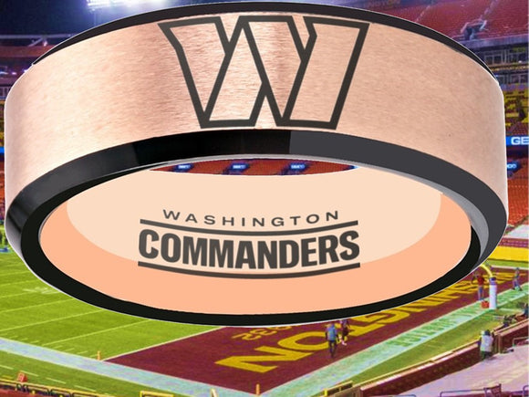 Washington Commanders Ring Rose Gold & Black Tungsten Wedding Ring #commanders