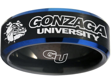 Gonzaga Bulldogs Ring Black & Blue Wedding Ring Sizes 6 - 13 #gonzaga #bulldogs