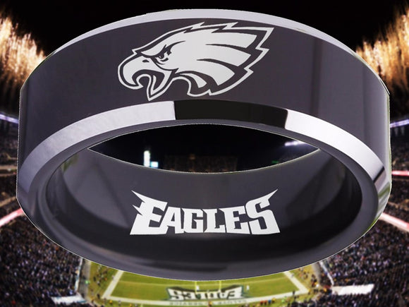 Philadelphia Eagles Ring Black & Silver Eagles Wedding Ring #eagles #nfl
