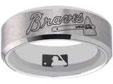 Atlanta Braves Ring matte Silver Tungsten Wedding Ring Sizes 6 - 13 #braves