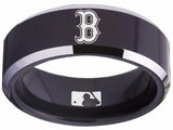 Boston Red Sox Ring Red Sox Wedding Ring Black & Silver Size 4 - 17 #mlb #redsox
