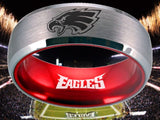 Philadelphia Eagles Ring Silver & Red Wedding Ring #philadelphia #eagles #nfl