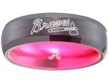 Atlanta Braves Ring Black & Pink Tungsten Wedding Ring Sizes 6 - 13 #atlanta #braves