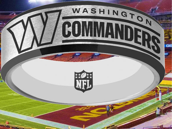 Washington Commanders Ring Silver & Black Wedding Ring #Commanders #NFL