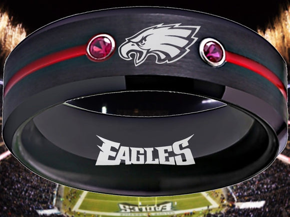 Philadelphia Eagles Ring Black & Red CZ Wedding Ring #philadelphia #eagles #nfl