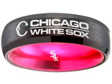 Chicago White Sox Ring Black & Pink 6mm Wedding Ring Sizes 6 - 13 #whitesox #mlb