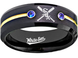 Chicago White Sox Ring Black & Blue CZ Wedding Ring Sizes 6 - 13 #whitesox #mlb