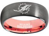 Miami Dolphins Ring Grey & Rose Gold Tungsten Wedding Ring #miami #dolphins #miamidolphins