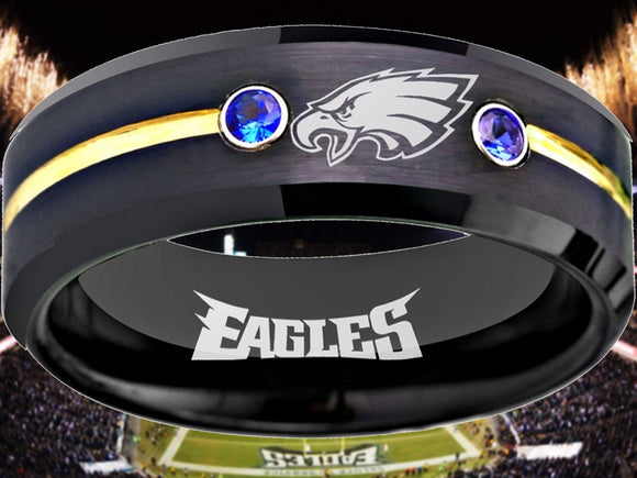 Philadelphia Eagles Ring Black & Blue CZ Wedding Ring #philadelphia #eagles #nfl