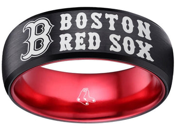 Boston Red Sox Ring Red Sox Wedding Ring Black & Red Sizes 6 - 13 #redsox