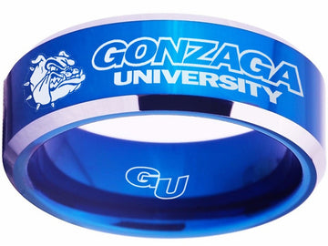 Gonzaga University Ring Bulldogs Blue & Silver Wedding Ring Sizes 4 - 17 #gonzaga