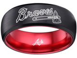 Atlanta Braves Ring Braves Logo Ring Black and Red Wedding Band #atlanta #braves
