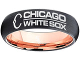 Chicago White Sox Ring Black & Rose Gold 6mm Wedding Ring Sizes 5 - 13 #whitesox #mlb