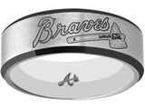 Atlanta Braves Ring matte Silver & Black Tungsten Wedding Ring Sizes 6 - 13 #atlanta #braves