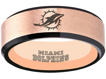 Miami Dolphins Ring Rose Gold & Black Tungsten Wedding Ring #miami #dolphins #miamidolphins