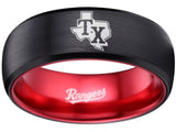 Texas Rangers Ring Rangers Black & Red Wedding Ring #txrangers Sizes 6 - 13