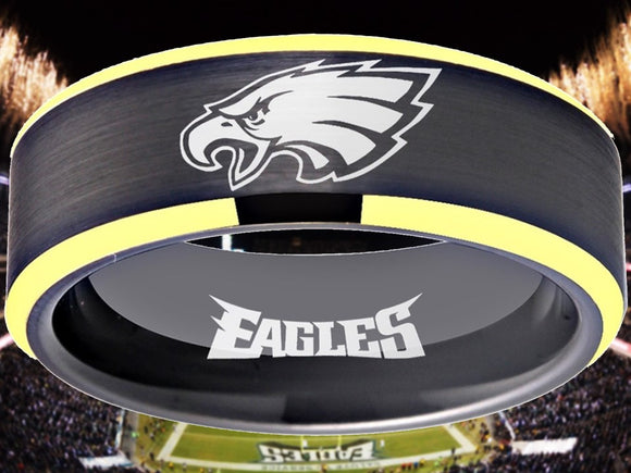 Philadelphia Eagles Ring Black & Gold Eagles Wedding Ring #eagles #nfl